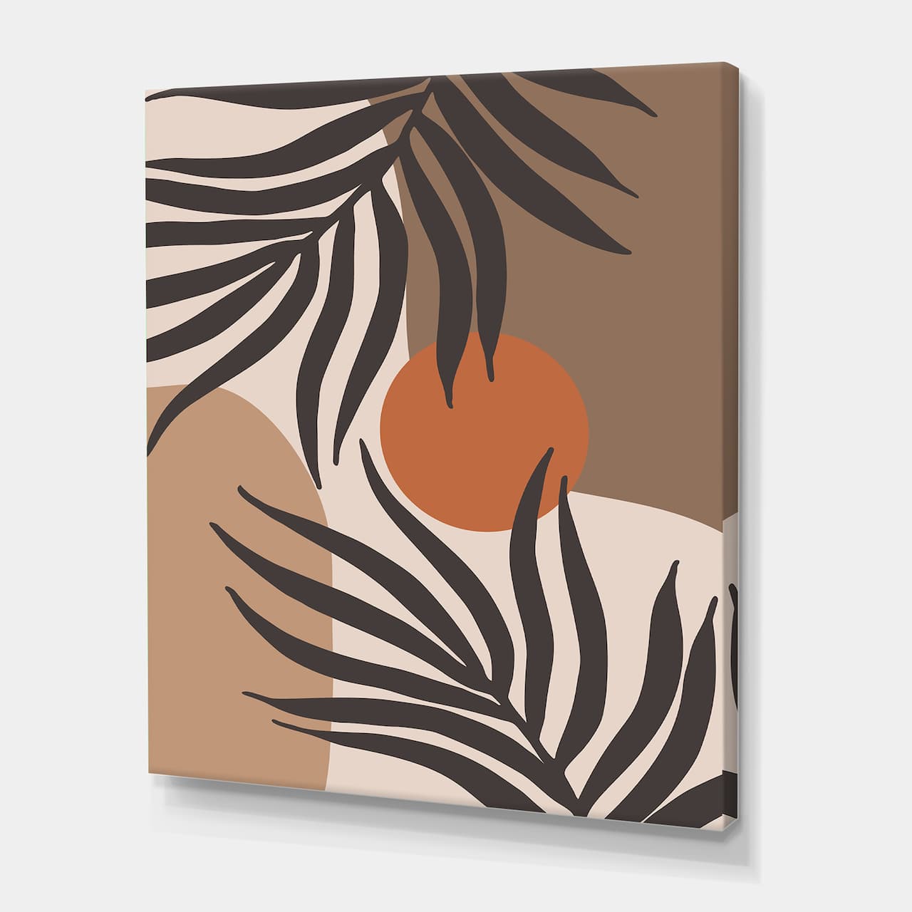 Designart - Moon & Sun Shapes In Retro Terracotta Tones III - Modern Canvas Wall Art Print
